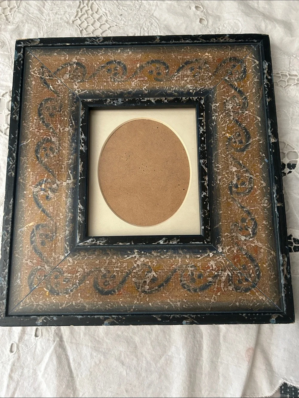 Ornate Tan and Black Decorative  vintage style Picture Frame made in France